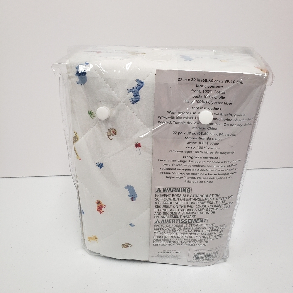 Carter's 27x39 Quilted Plush Playard Sheet Baby Safari Animals Print - Picture 2 of 4